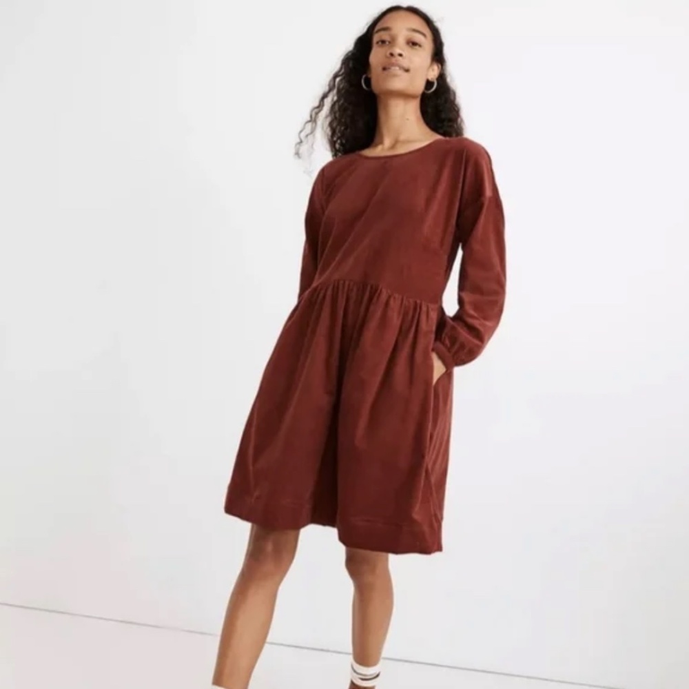 Madewell Relaxed Corduroy Mini Dress - NWOT - Rusted Burgundy / Size: XXS
